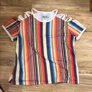 Crazy Dog T-Shirts Multicolor Striped Tee